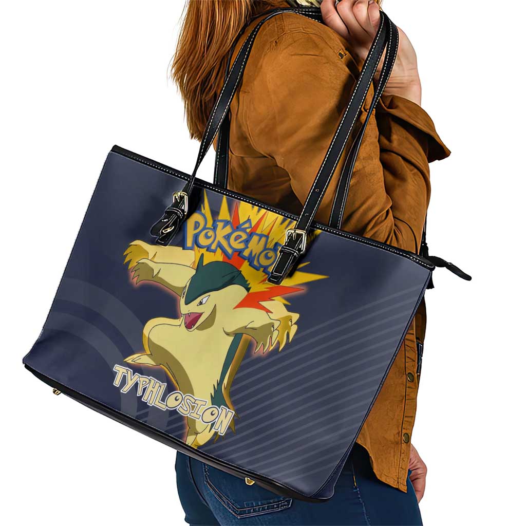 Typhlosion Poké Leather Tote Bag Fierce Flame Burst Vector Style