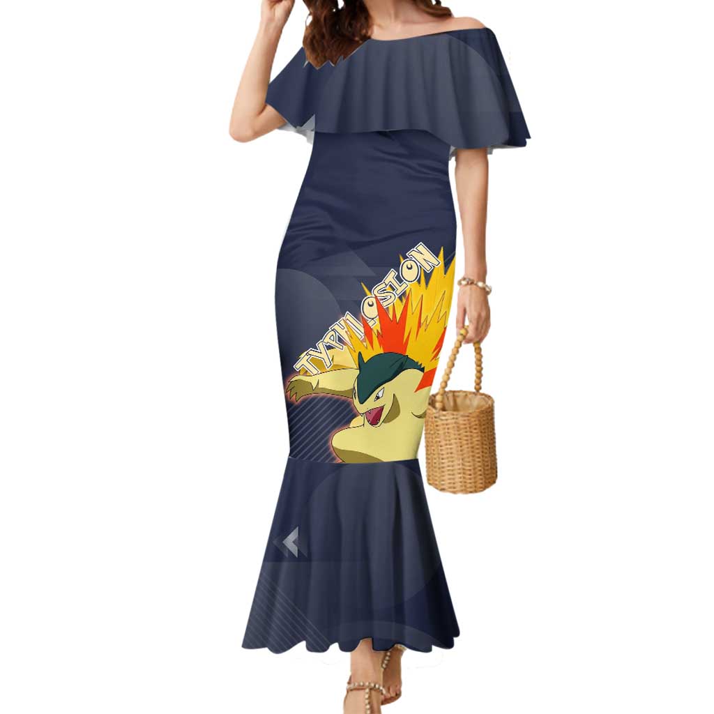 Typhlosion Poké Mermaid Dress Fierce Flame Burst Vector Style