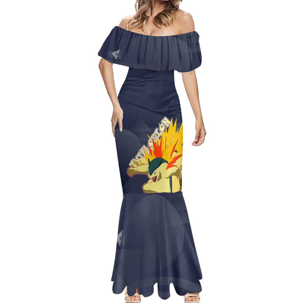 Typhlosion Poké Mermaid Dress Fierce Flame Burst Vector Style