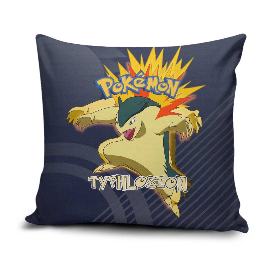 Typhlosion Poké Pillow Cover Fierce Flame Burst Vector Style