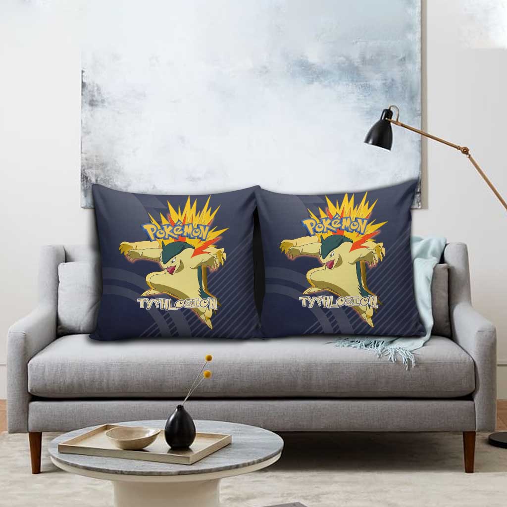 Typhlosion Poké Pillow Cover Fierce Flame Burst Vector Style