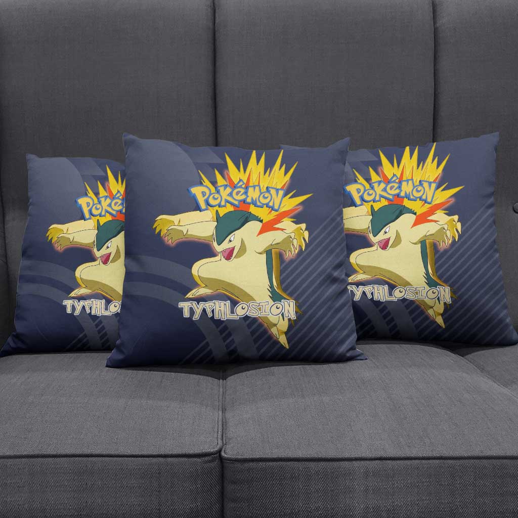 Typhlosion Poké Pillow Cover Fierce Flame Burst Vector Style