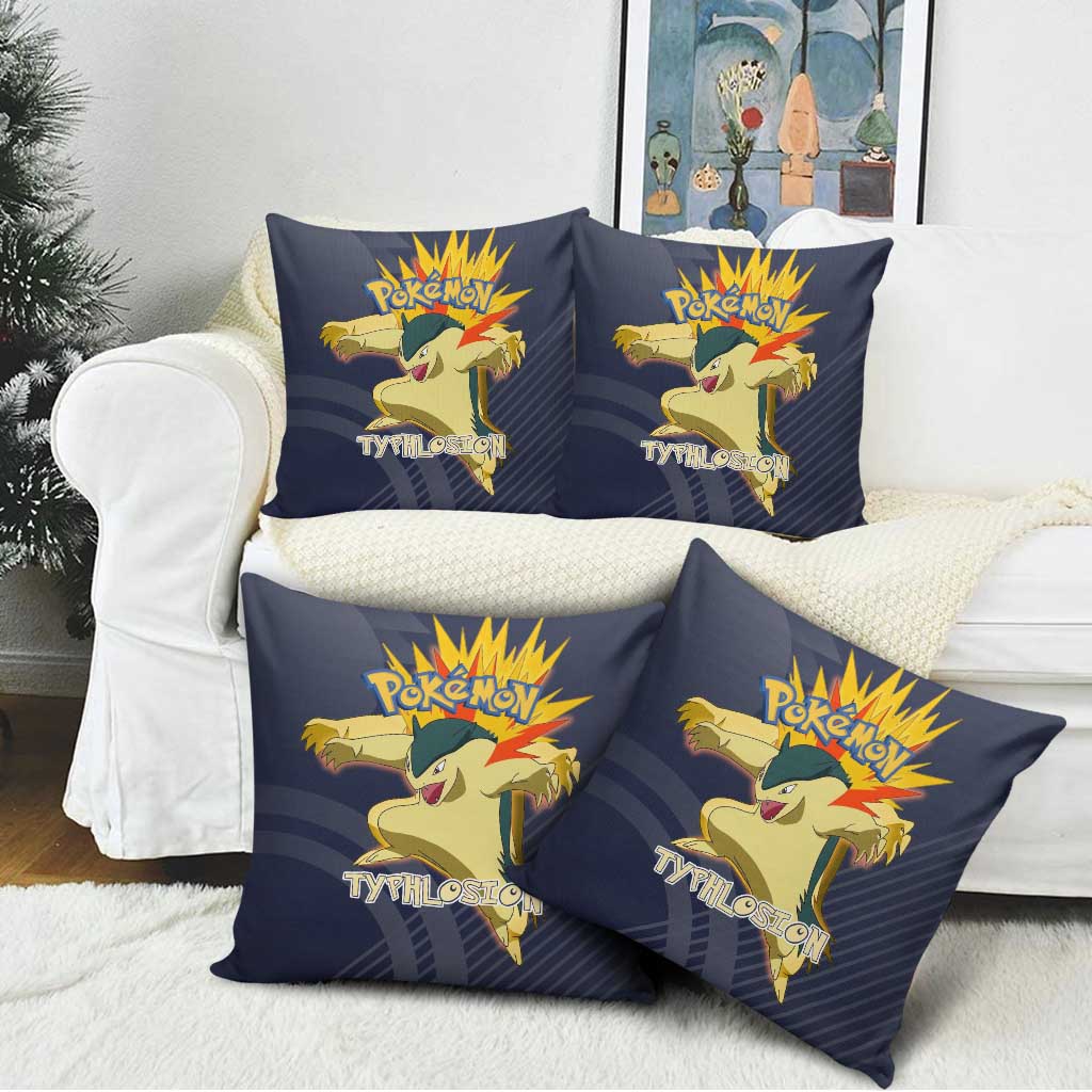 Typhlosion Poké Pillow Cover Fierce Flame Burst Vector Style