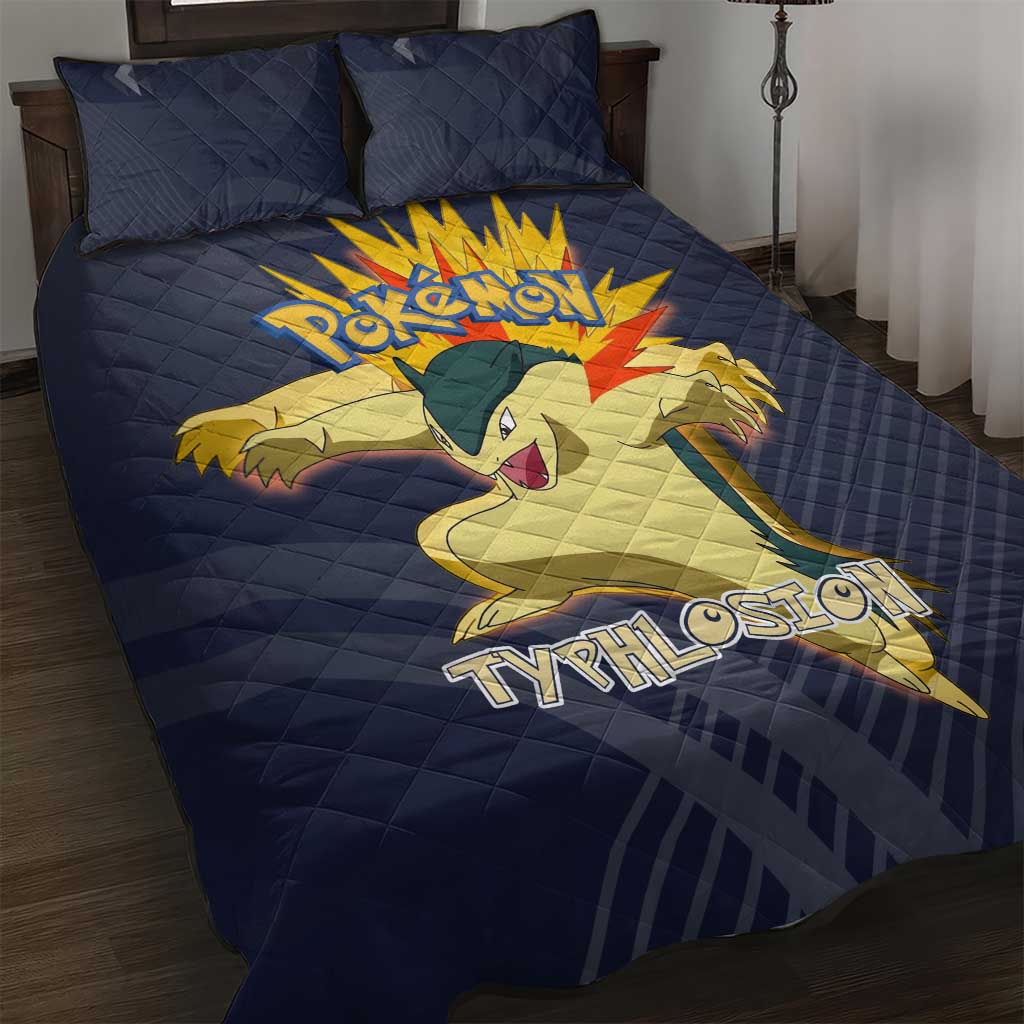 Typhlosion Poké Quilt Bed Set Fierce Flame Burst Vector Style
