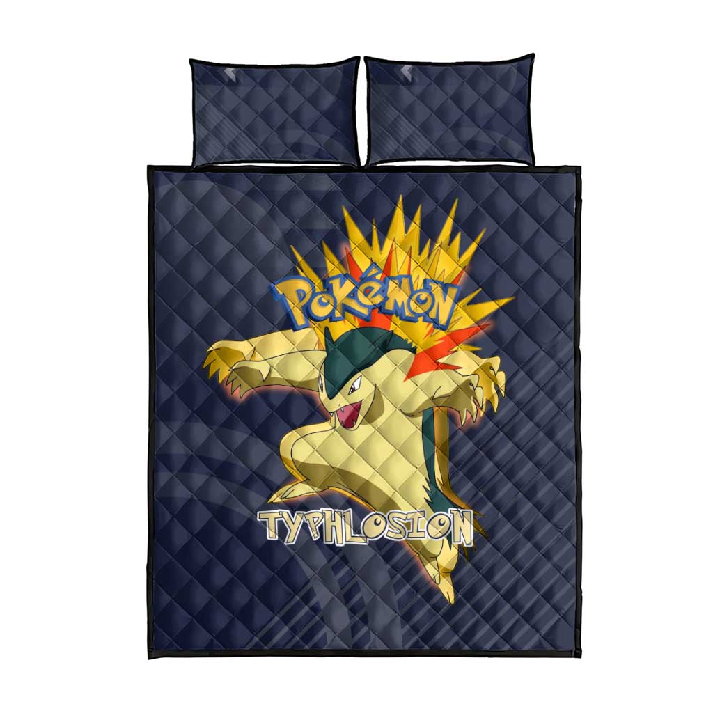 Typhlosion Poké Quilt Bed Set Fierce Flame Burst Vector Style