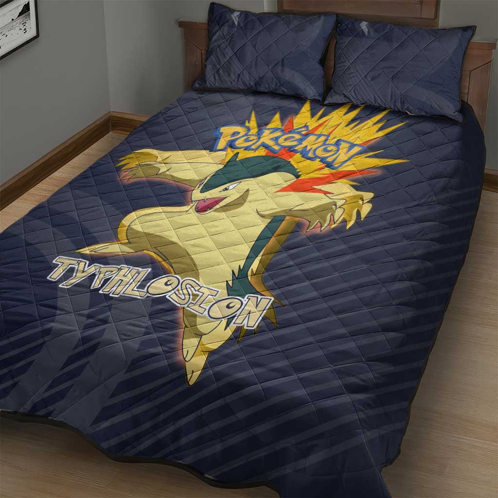 Typhlosion Poké Quilt Bed Set Fierce Flame Burst Vector Style