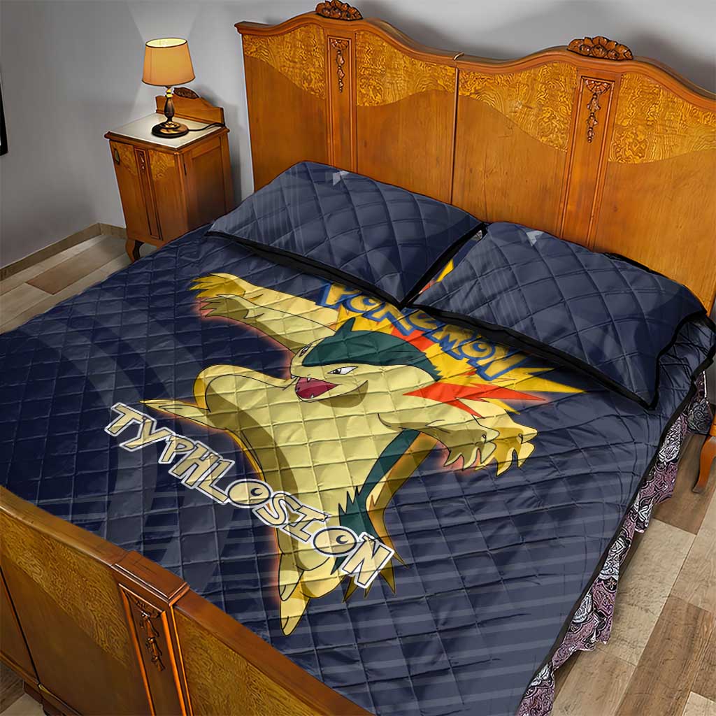 Typhlosion Poké Quilt Bed Set Fierce Flame Burst Vector Style