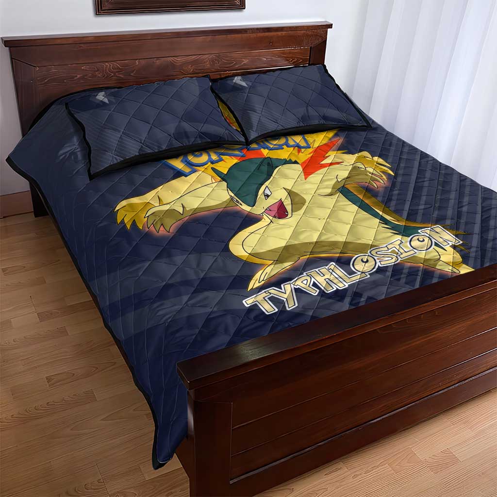 Typhlosion Poké Quilt Bed Set Fierce Flame Burst Vector Style