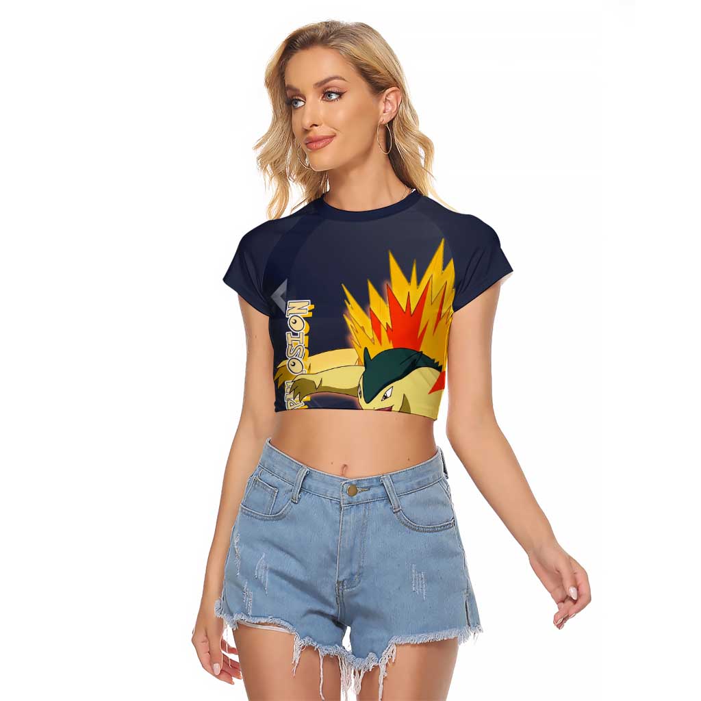 Typhlosion Poké Raglan Cropped T Shirt Fierce Flame Burst Vector Style