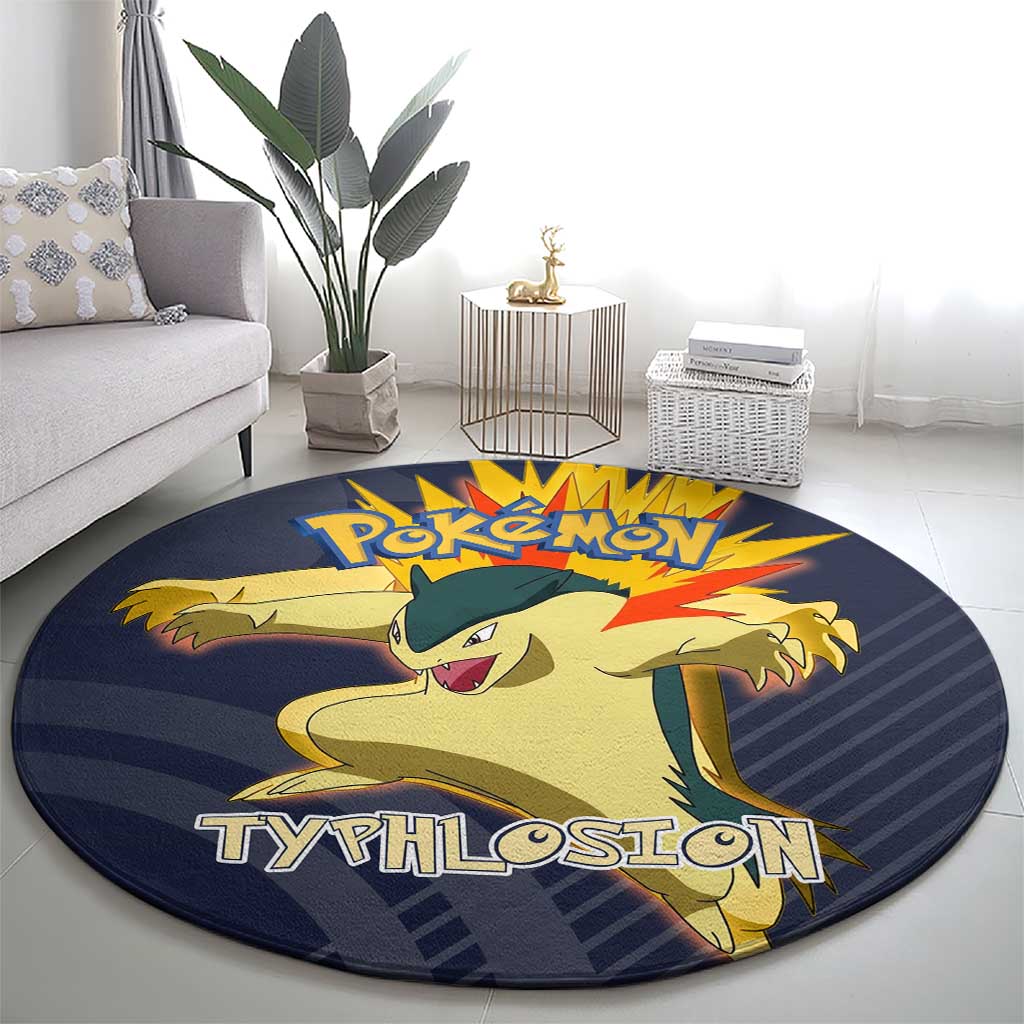Typhlosion Poké Round Carpet Fierce Flame Burst Vector Style