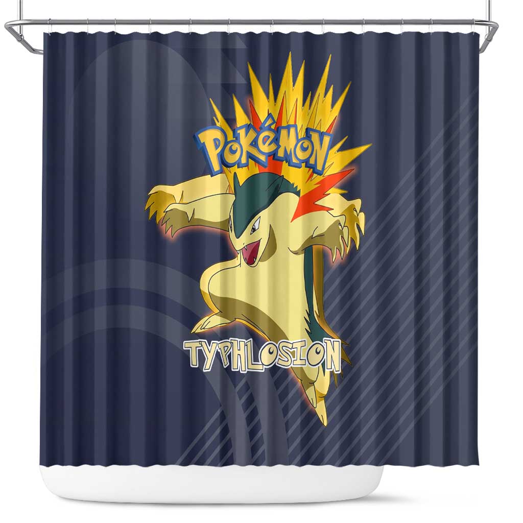 Typhlosion Poké Shower Curtain Fierce Flame Burst Vector Style
