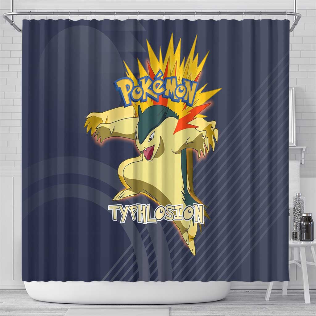 Typhlosion Poké Shower Curtain Fierce Flame Burst Vector Style