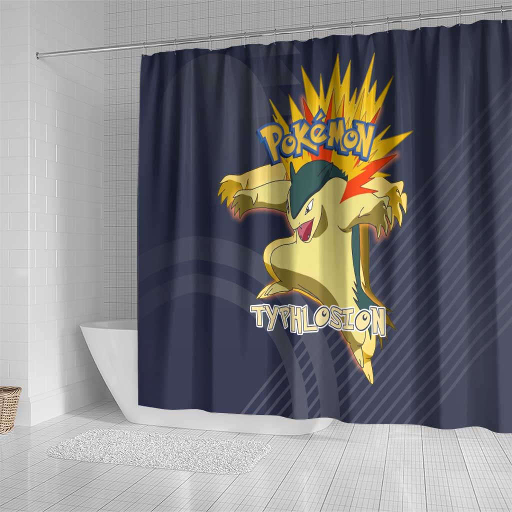 Typhlosion Poké Shower Curtain Fierce Flame Burst Vector Style