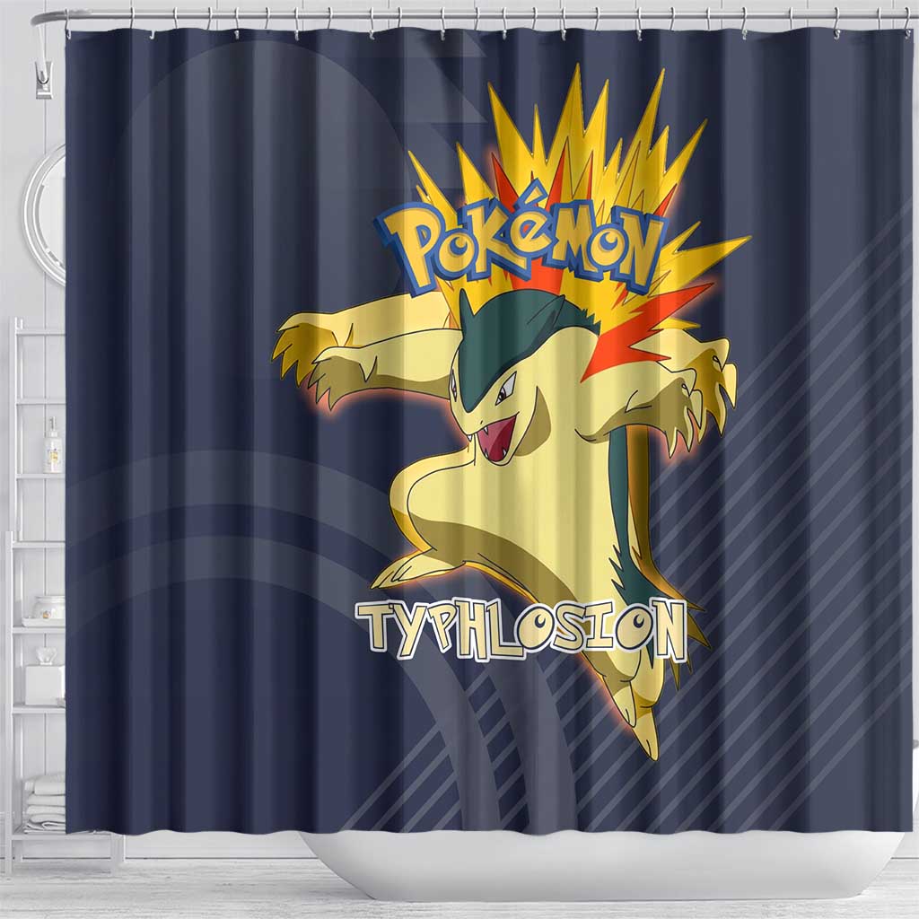 Typhlosion Poké Shower Curtain Fierce Flame Burst Vector Style