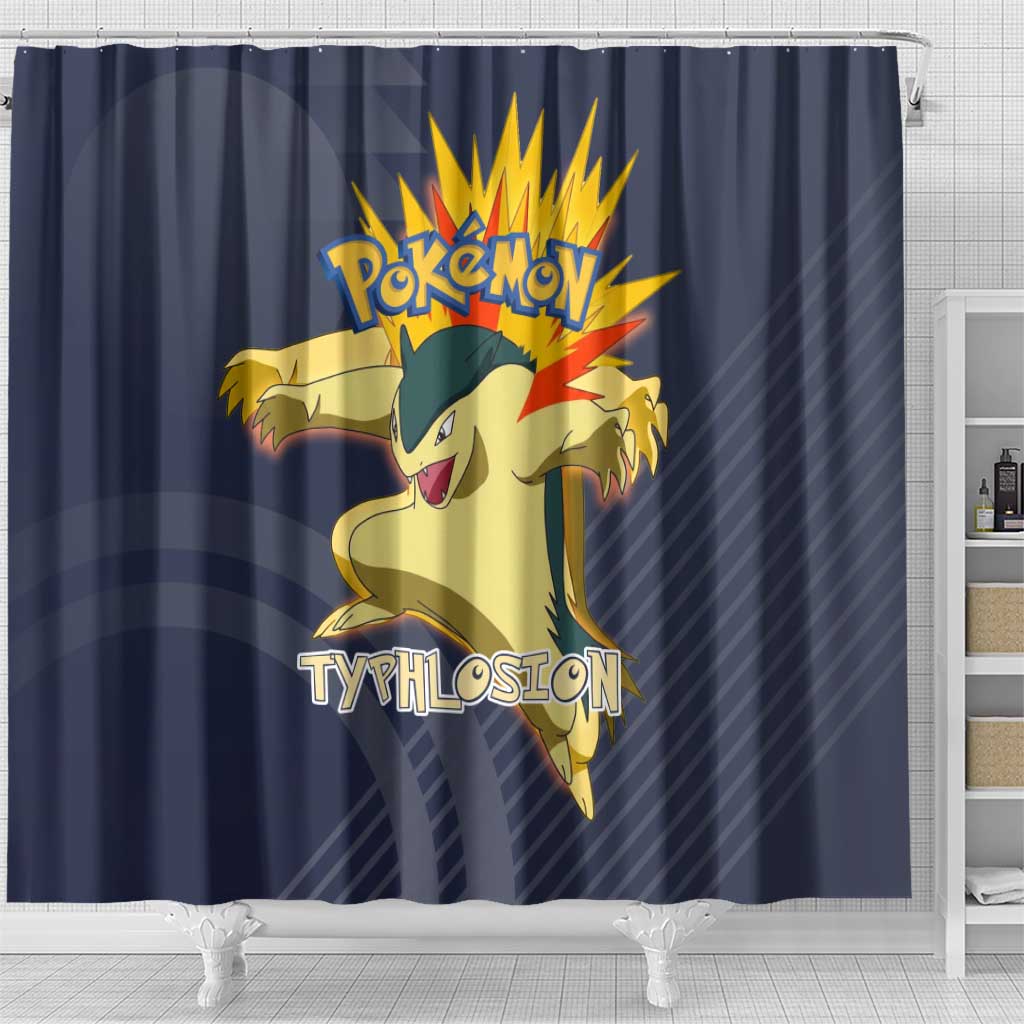 Typhlosion Poké Shower Curtain Fierce Flame Burst Vector Style
