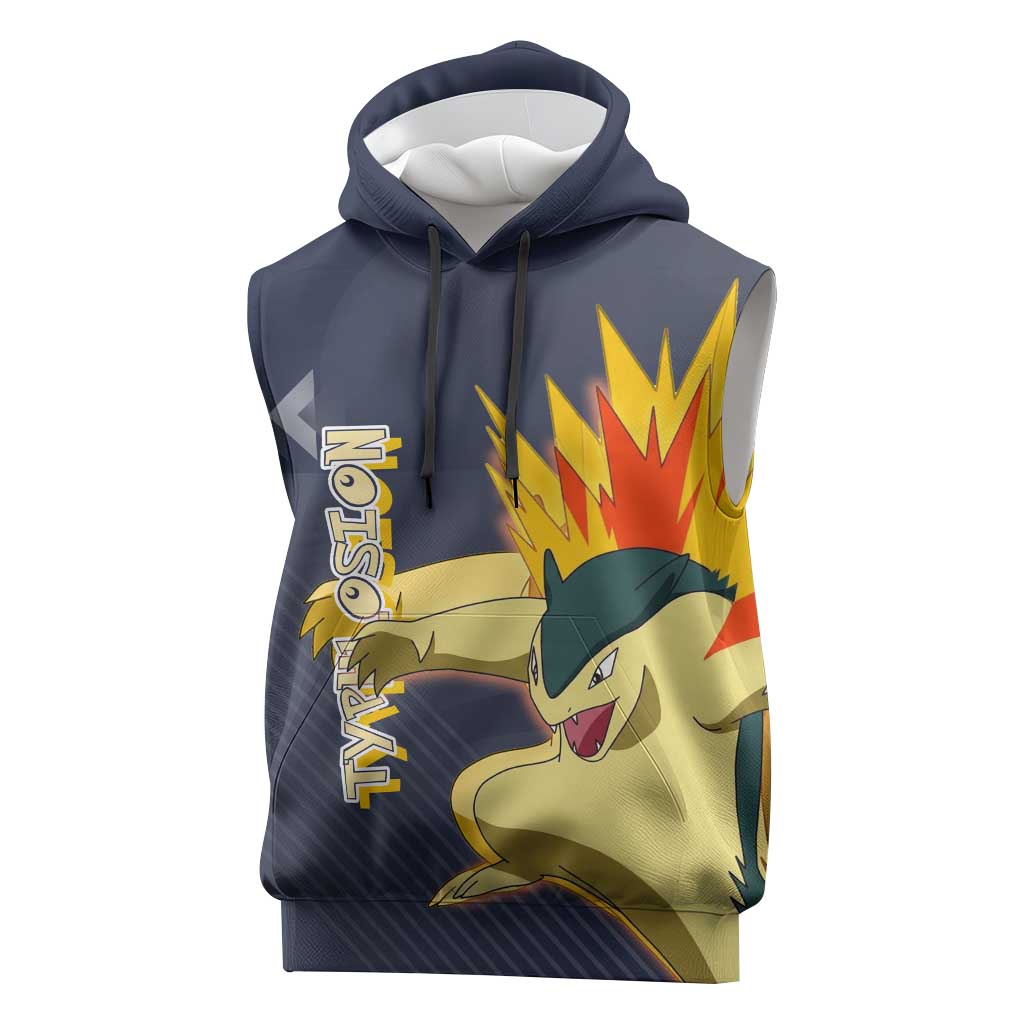Typhlosion Poké Sleeveless Hoodie Fierce Flame Burst Vector Style