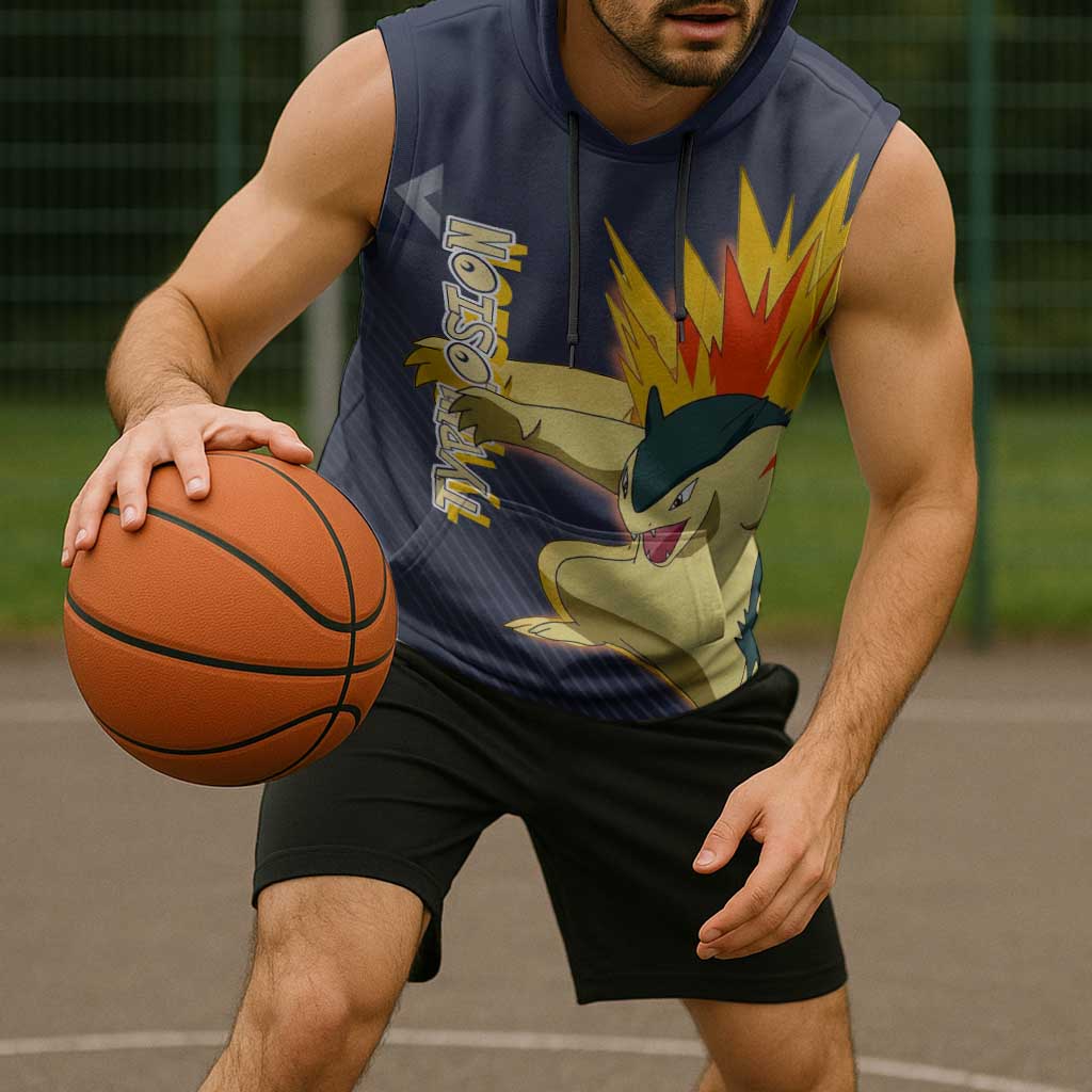 Typhlosion Poké Sleeveless Hoodie Fierce Flame Burst Vector Style