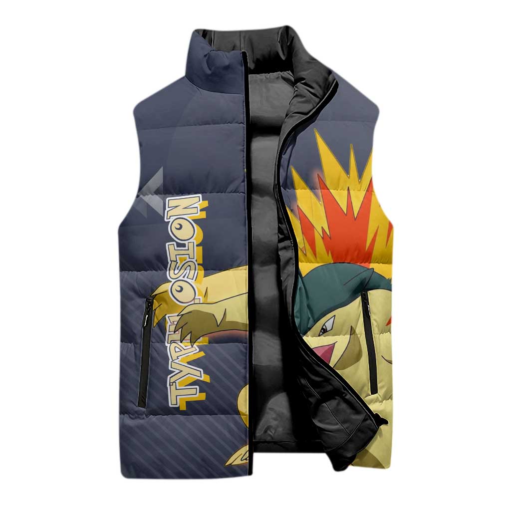 Typhlosion Poké Sleeveless Puffer Jacket Fierce Flame Burst Vector Style