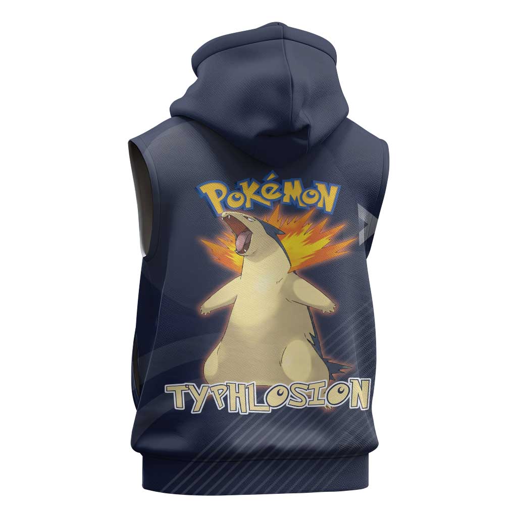 Typhlosion Poké Sleeveless Zip Hoodie Fierce Flame Burst Vector Style