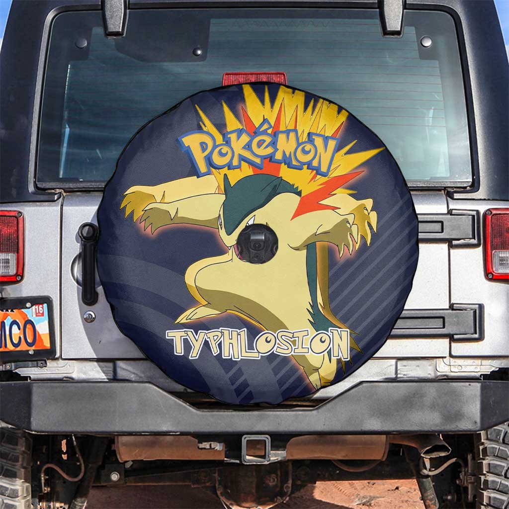 Typhlosion Poké Spare Tire Cover Fierce Flame Burst Vector Style