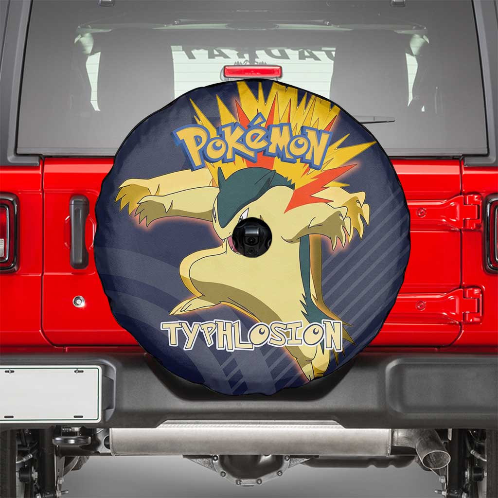 Typhlosion Poké Spare Tire Cover Fierce Flame Burst Vector Style