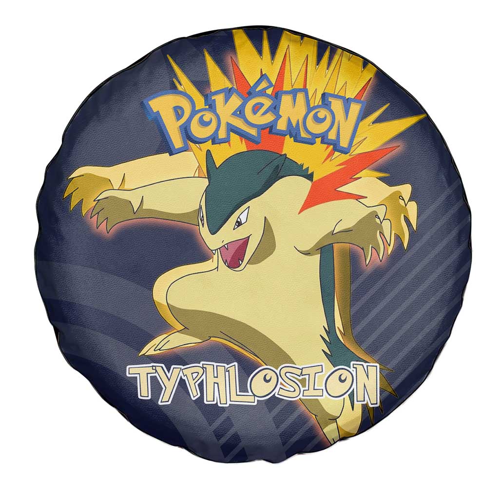 Typhlosion Poké Spare Tire Cover Fierce Flame Burst Vector Style