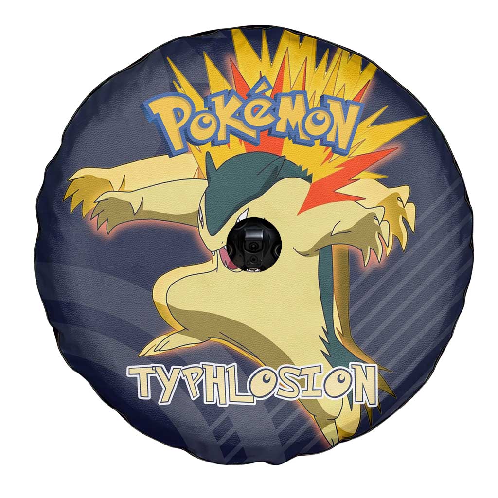 Typhlosion Poké Spare Tire Cover Fierce Flame Burst Vector Style