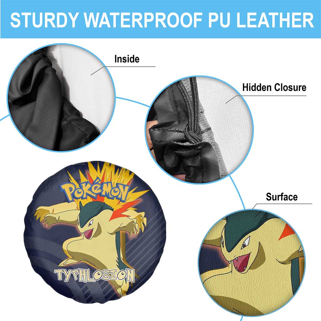 Typhlosion Poké Spare Tire Cover Fierce Flame Burst Vector Style
