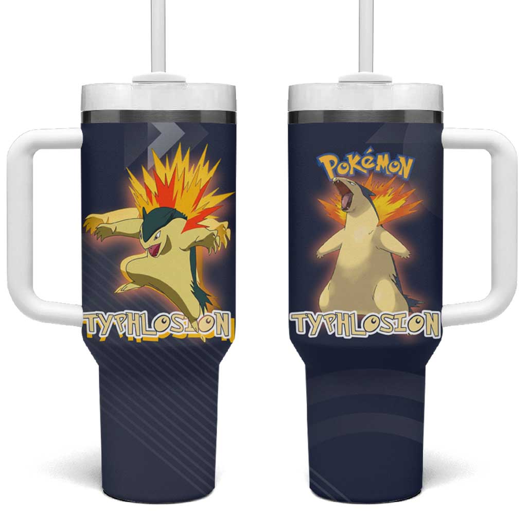 Typhlosion Poké Tumbler With Handle Fierce Flame Burst Vector Style