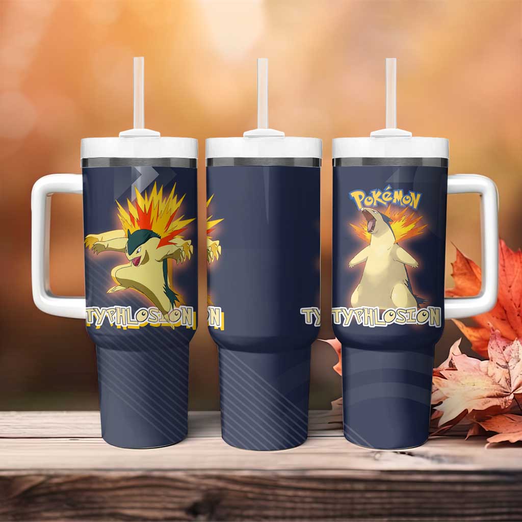 Typhlosion Poké Tumbler With Handle Fierce Flame Burst Vector Style
