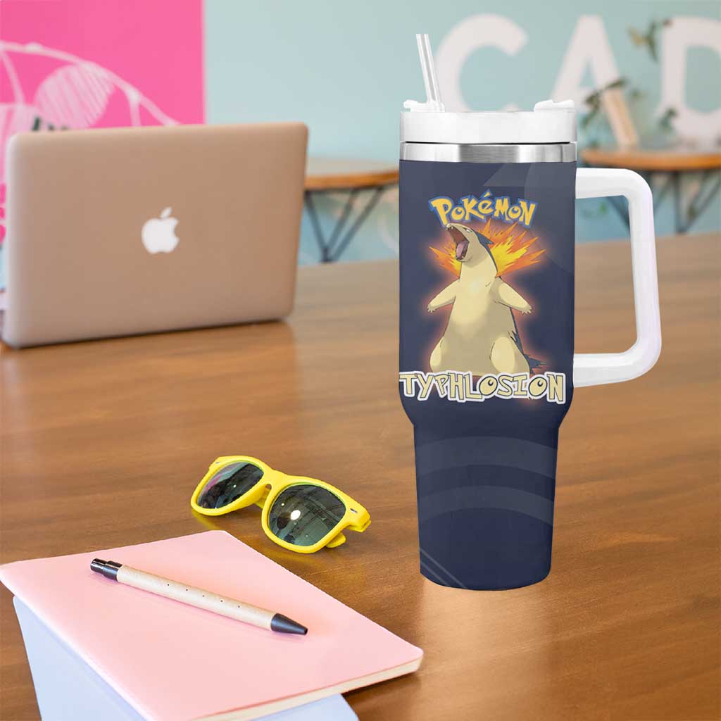 Typhlosion Poké Tumbler With Handle Fierce Flame Burst Vector Style