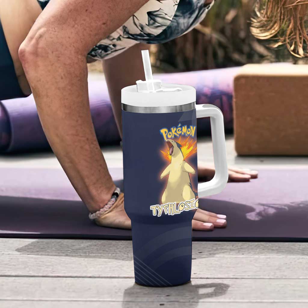 Typhlosion Poké Tumbler With Handle Fierce Flame Burst Vector Style