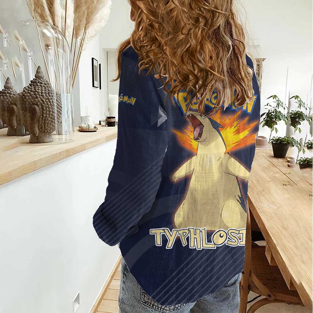 Typhlosion Poké Women Casual Shirt Fierce Flame Burst Vector Style