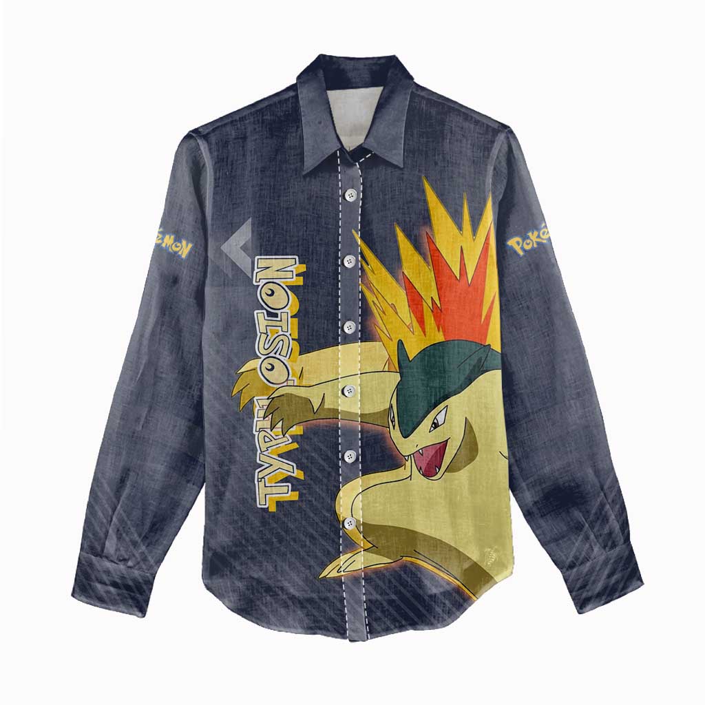 Typhlosion Poké Women Casual Shirt Fierce Flame Burst Vector Style