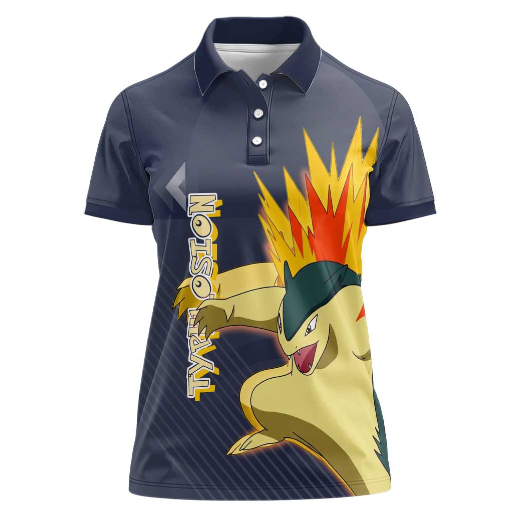 Typhlosion Poké Women Polo Shirt Fierce Flame Burst Vector Style