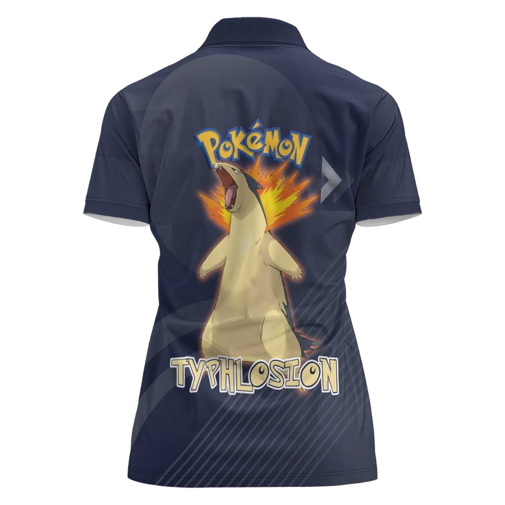 Typhlosion Poké Women Polo Shirt Fierce Flame Burst Vector Style