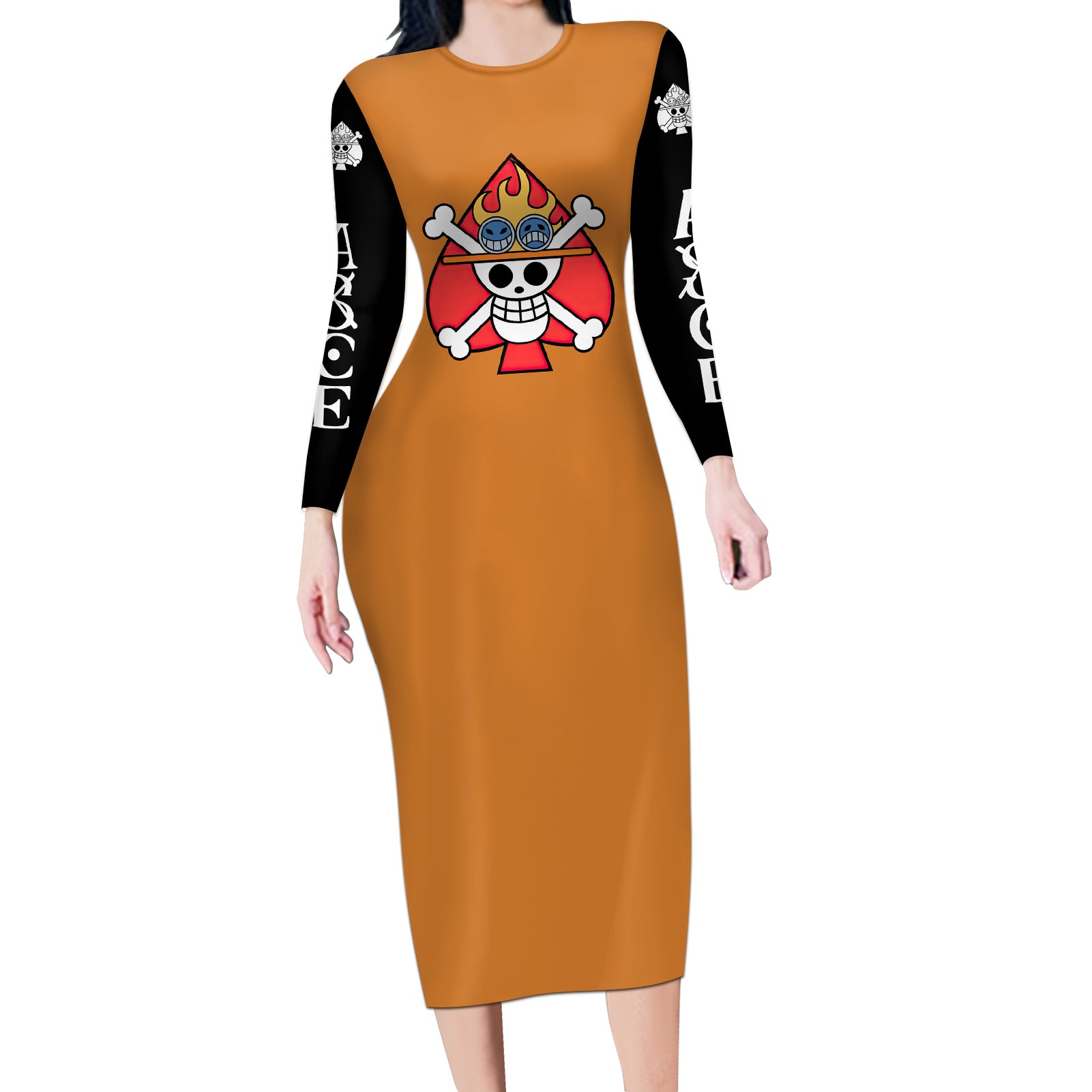 Portgas D Ace Long Sleeve Bodycon Dress