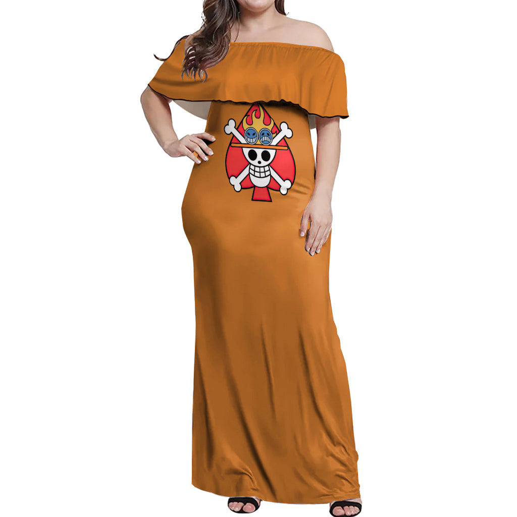 Portgas D Ace Off Shoulder Maxi Dress