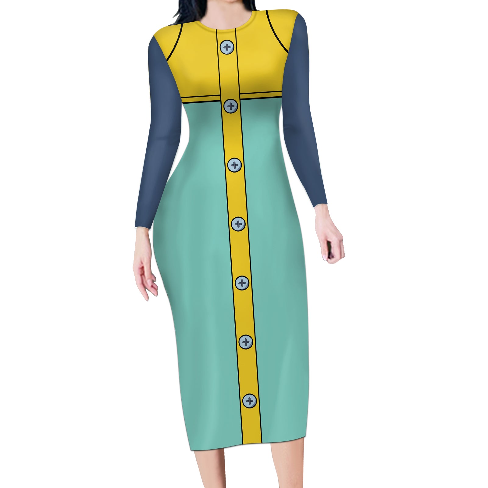 King Uniform Long Sleeve Bodycon Dress