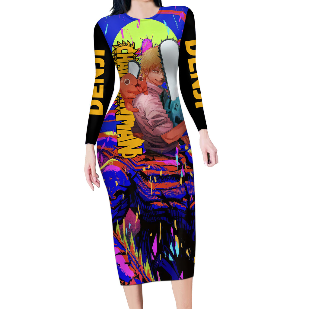 Denji Long Sleeve Bodycon Dress Chainsaw Man