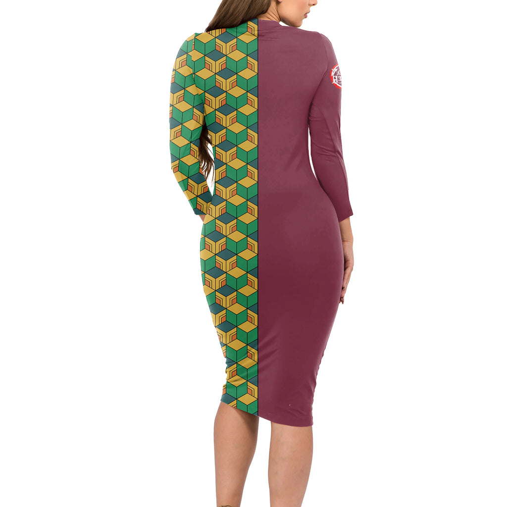 Giyu Long Sleeve Bodycon Dress Demon Slayer