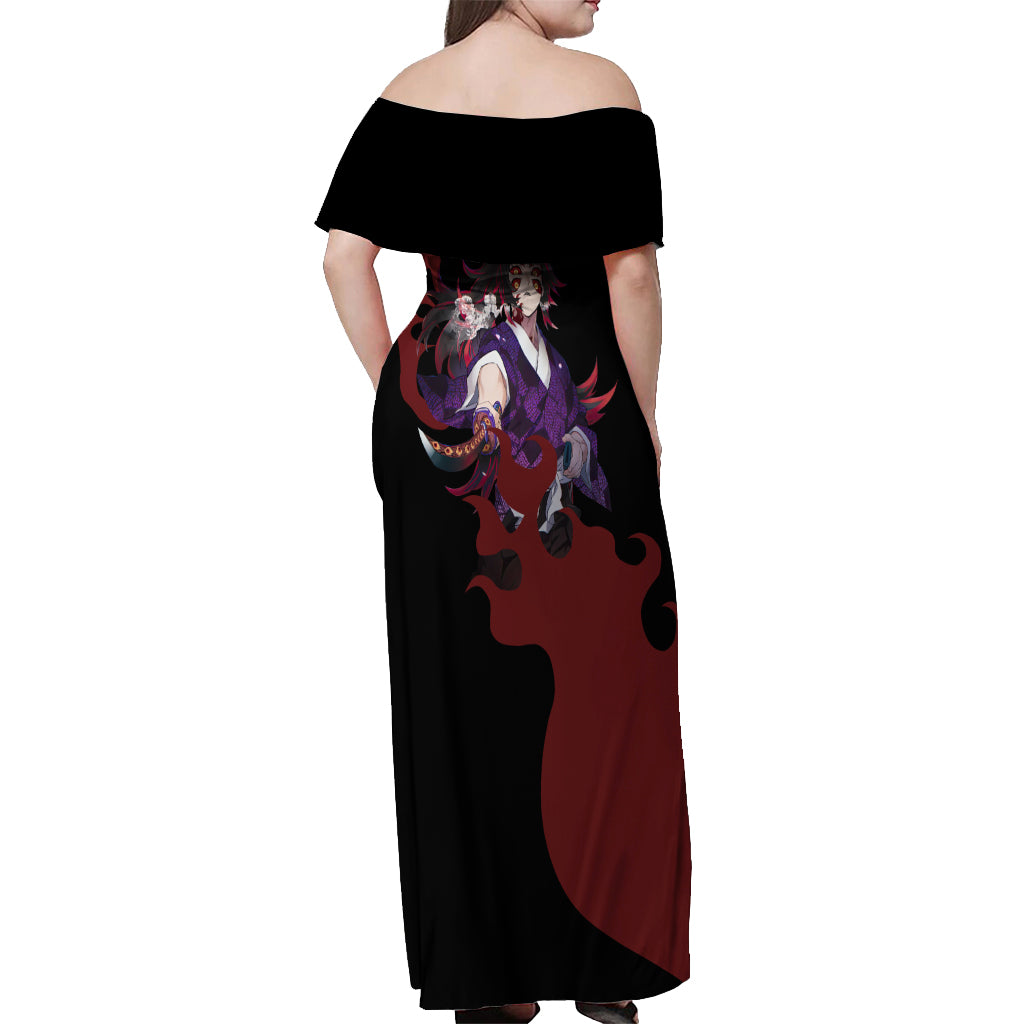 Kokushibou - Demon Slayer Off Shoulder Maxi Dress Anime Style