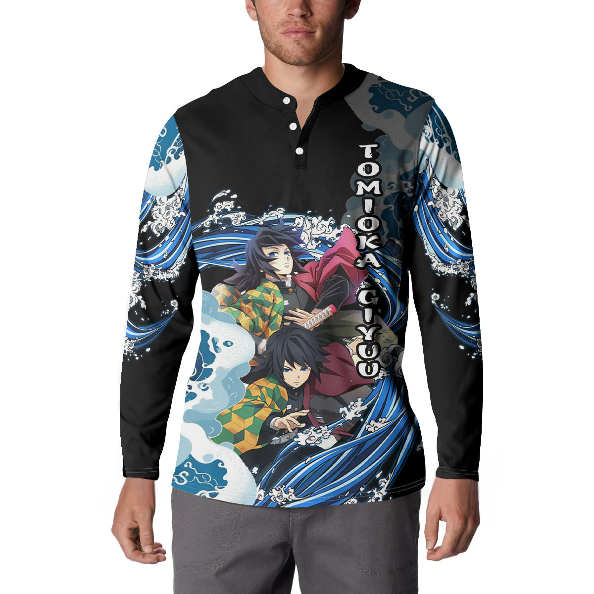 Tomioka Giyuu - Demon Slayer Button Sweatshirt Anime Japan Style