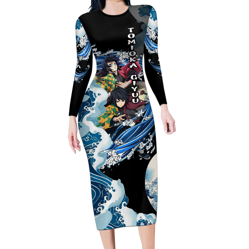 Tomioka Giyuu - Demon Slayer Long Sleeve Bodycon Dress Anime Japan Style