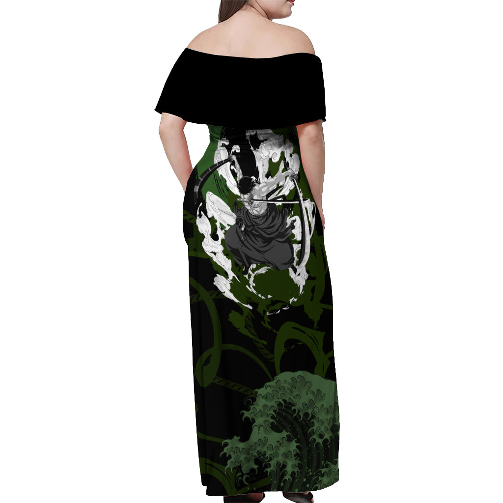 Zoronoa Zoro - One Piece Off Shoulder Maxi Dress Anime Japan Style