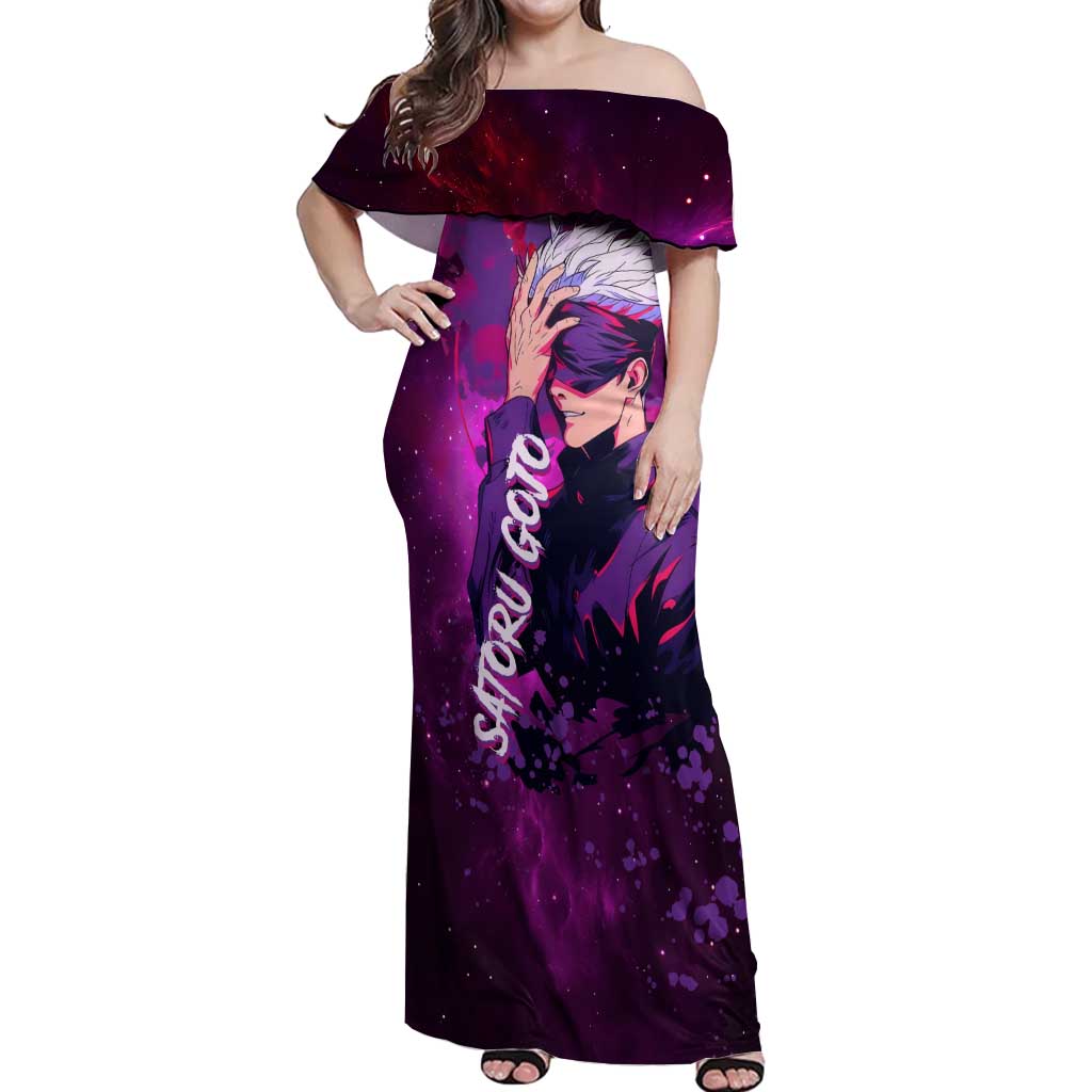 Satoru Gojo - Jujutsu Kaisen Off Shoulder Maxi Dress Anime Galaxy Style