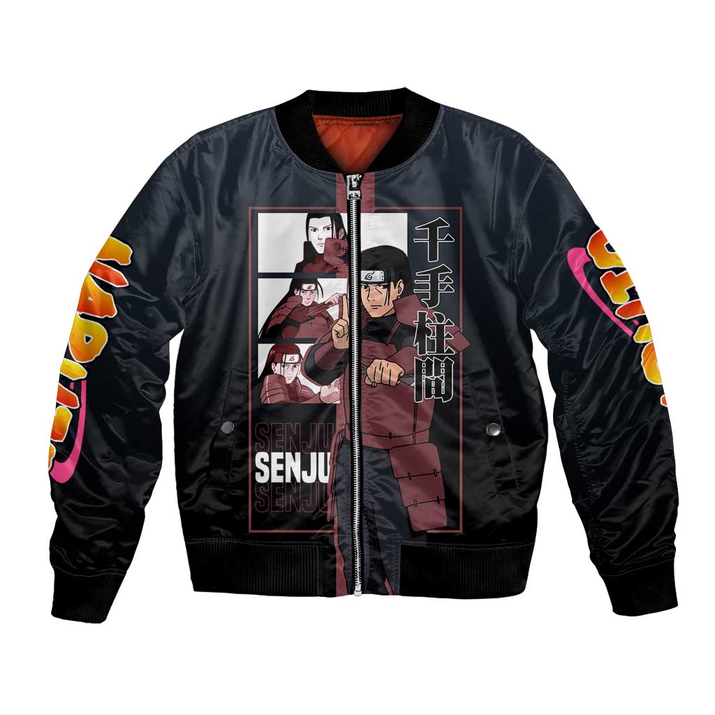 Hashirama Senju Bomber Jacket with Wood Release and Powerful Battle Pose Design - The Mazicc
