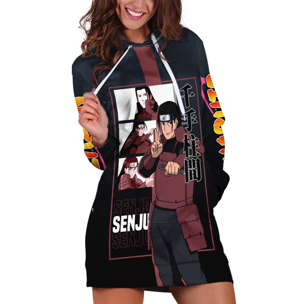 Hashirama Senju Hoodie Dress with Wood Release and Powerful Battle Pose Design - The Mazicc