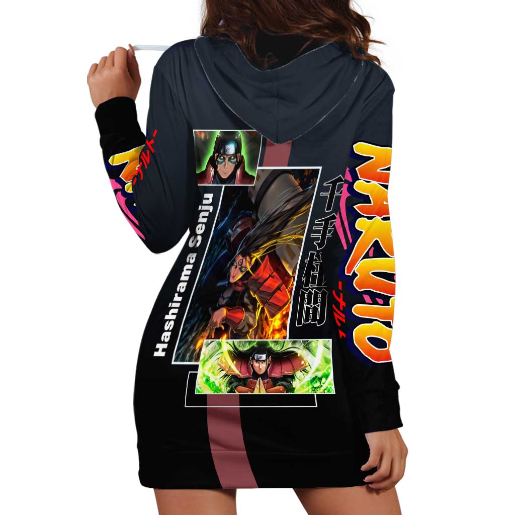 Hashirama Senju Hoodie Dress with Wood Release and Powerful Battle Pose Design - The Mazicc