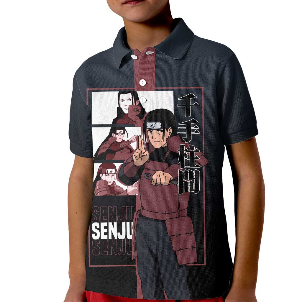 Hashirama Senju Kid Polo Shirt with Wood Release and Powerful Battle Pose Design - The Mazicc